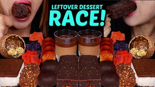 ASMR INTENSE LEFTOVER DESSERT RACE CHOCOLATE CARAMEL MOUSSE CUPS ICE CREAM BARS JELLY FERRERO 먹방 [upl. by Anialahs]