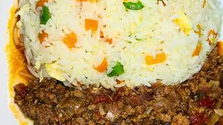 Fried vegetable rice with minced meat [upl. by Sipple]