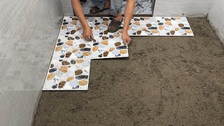 Techniques Tile Bathroom Floor With Ceramic Tile [upl. by Eeliram]