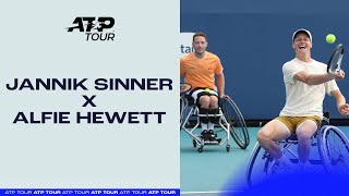 Two Legends Meet Jannik Sinner plays wheelchair tennis with Alfie Hewett 🎾 [upl. by Yr]