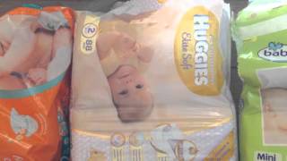 Обзор подгузников для малышей pampers huggies babydream [upl. by Nonnahs]