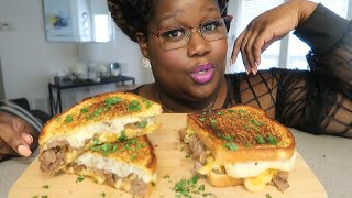 GRILLED MAC AND CHEESESTEAK SANDWICH 먹방 MUKBANG  RECIPE [upl. by Nadiya]