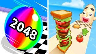 Ball Run 2048 vs Sandwich Runner SpeedRun Gameplay Android iOS [upl. by Frisse439]