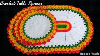 Crochet Table Runner  New Crochet Table Mat  Crochet Table Floral Runner Tutorial BabeesWorld [upl. by Pahl]