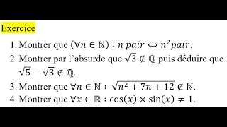 Solution Dexercice sur la Logique  raisonnement par labsurde  logique et raisonnement [upl. by Jemine]