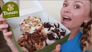 NEW Panera Bread Fudgy Browie Choco Chipper Candy Cookie CinnaTop review  Cinnamon roll [upl. by Assenov]