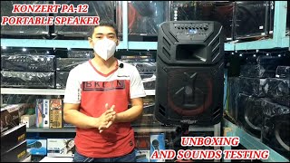 KONZERT PA12 PORTABLE SPEAKER UNBOXING AND SOUNDS TESTING [upl. by Andie]