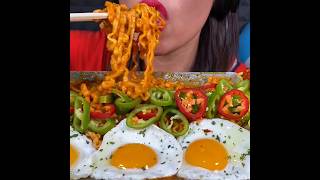 SPICY NOODLES WITH EGGS CHICKEN amp CHILLIES ❤️🥵 asmr mukbang spicynoodles stellaasmrofficial [upl. by Alek510]