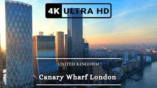 Canary Wharf London UK Aerial View  4K Drone Footage [upl. by Marchelle]