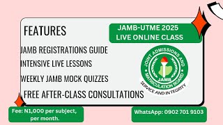 JAMB 2025 Intensive Live Online Lessons How to Score 350 in JAMB UTME How to Pass JAMB JAMB [upl. by Odlonyer]