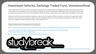 Investment Vehicles Exchange Traded Fund Investmentfonds  Asset Management [upl. by Croydon]