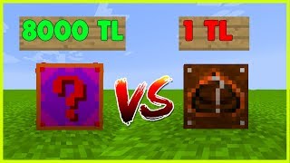 8000 TL VS 1 TL ŞANS BLOKLARI  Minecraft [upl. by Zahara]