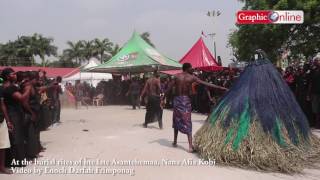 Traditional priests from Zagbetor shrine in Aflao display at Asantehemaas burial January 182017 [upl. by Yerrot]