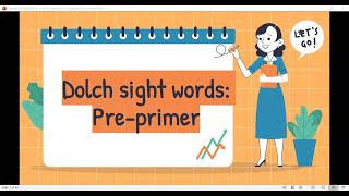 Pre Primer Dolch Sight Words for Kindergarten [upl. by Ramoj965]