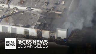 Cleaning supply business catches on fire in Norwalk [upl. by Nosrettap]