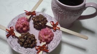 練って作るチョコ菓子 Chocolate amp Strawberry versions of Rice Krispies Treats [upl. by Assilak]