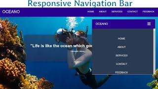 Responsive Navigation Bar With HTML CSS amp JavaScript [upl. by Suitangi]