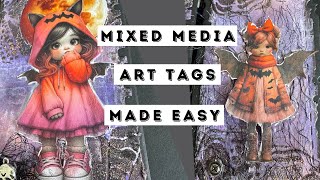 Mixed Media Art Tags Made Easy Using Maremi Small Art Collage Images amp Distress Spritz Sprays [upl. by Donnelly297]