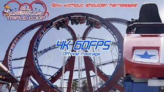 NO SHOULDER HARNESSES  All American Triple Loop  Indiana Beach  Offride 4K60 [upl. by Yvaht]