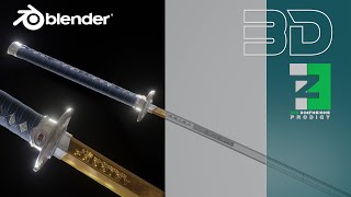 Z13 GOLD KATANA  My First 3D Realistic Sword blender [upl. by Yoj]