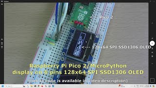 Raspberry Pi Pico 2MicroPython display on SPI SSD1306 OLED [upl. by Vikki586]