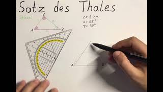 Satz des Thales mit zwei gegebenen Winkeln [upl. by Etom]