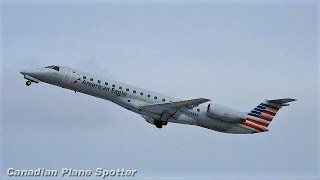 American Eagle ERJ145 Takeoff at MontrealTrudeau Airport YUL [upl. by Laumas]