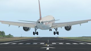 XPlane 11  A350 Difficult landing in CROSSWINDS  Landing at Tahiti International Airport NTAA [upl. by Irina742]