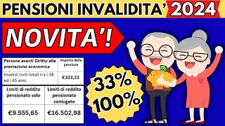 ✅AUMENTO PENSIONI INVALIDITA 2024👉DAL 33 AL 100👉NUOVI IMPORTI INCREMENTI PERCENTUALI BONUS INPS💰 [upl. by Anitnahs210]