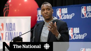 New video shows Masai Ujiri being shoved after Raptors won championship [upl. by Anoed]