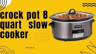 Crock pot 8quart slow cooker with auto warm setting and cookbook black stainless steel review [upl. by Nahgiem]