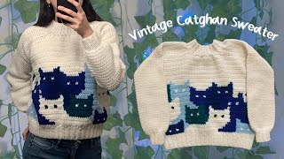 Crochet Vintage Catghan Sweater Tutorial [upl. by Orlando667]