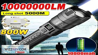 High Strong Power Led Flashlights 2000LM Tactical Torch with Display Light USB Review [upl. by Cherri285]