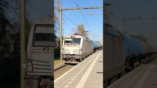 Witte vectron 193 515  blauwe ketelwagens  ELL 193 227 passeert station Brummen treinwereld [upl. by Natsirt]