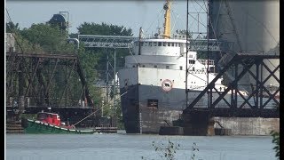 Algosteel with tug assist at Norfolk Southern swing bridge [upl. by Mace120]