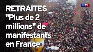 Réforme des retraites  quotPlus de 2 millionsquot de manifestants en France selon Martinez [upl. by Tnomed928]