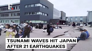 First Tsunami Waves Hit Japan After 76 Magnitude Earthquake [upl. by Otrebcire]