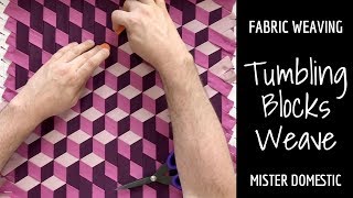 Fabric Weaving Tumbling Blocks Weave Using Solid Fabric with Mx Domestic [upl. by Ahsi]