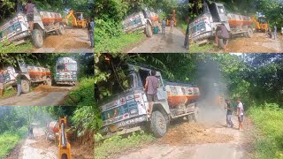 National Highway 202🛣️ JCB Machine pulling Tanker [upl. by Martica]