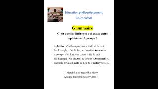 Cest quoi la difference entre Aphérèse et Apocope GrammaireFrançaise [upl. by Zanlog]