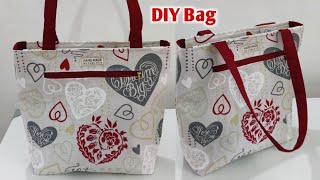 How to make tote bag  how to make cloth bags at home easy  shopping bag cutting and stitching [upl. by Mela]