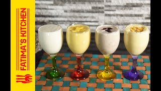 4 ways of Lassi  Mango Lassi  Creamy Lassi  Peach Lassi  Banana amp Date Lassi  Fatimas Kitchen [upl. by Hanikahs]