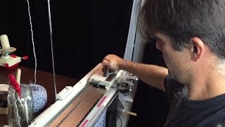 🧶Tom Makes an Envelope Clutch Tablet Case on the Singer Studio SK151 Knitting Machine FOX of GemFOX [upl. by Ackley]