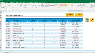 Control de Almacén inventario de entradas salidas y stock en Excel [upl. by Nylarak]