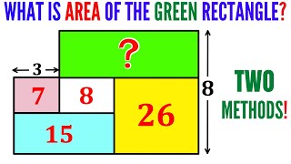 Two Methods  Calculate area of the Green Rectangle  Rectangle areas  math maths [upl. by Greenfield]