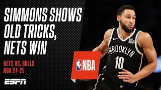 Ben Simmons flirts with tripledouble in Nets victory  NBA [upl. by Driskill]