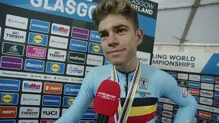 Wout van Aert  Interview at the finish  Glasgow UCI World Championships 2023 [upl. by Ekeiram]