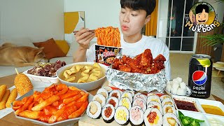 ASMR MUKBANG 직접 만든 대왕 가래떡 떡볶이 불닭볶음면 김밥 양념 치킨먹방 amp 레시피 FIRE NOODLES AND Tteokbokki EATING SOUND [upl. by Nosiddam900]