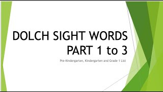 DOLCH SIGHT WORDS  PreKindergarten Kindergarten and Grade 1 Compilation [upl. by Hogue]