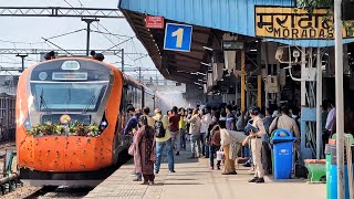 Inaugural Run of Meerut City  Lucknow Vande Bharat Express departing from Moradabad Jn [upl. by Beck207]